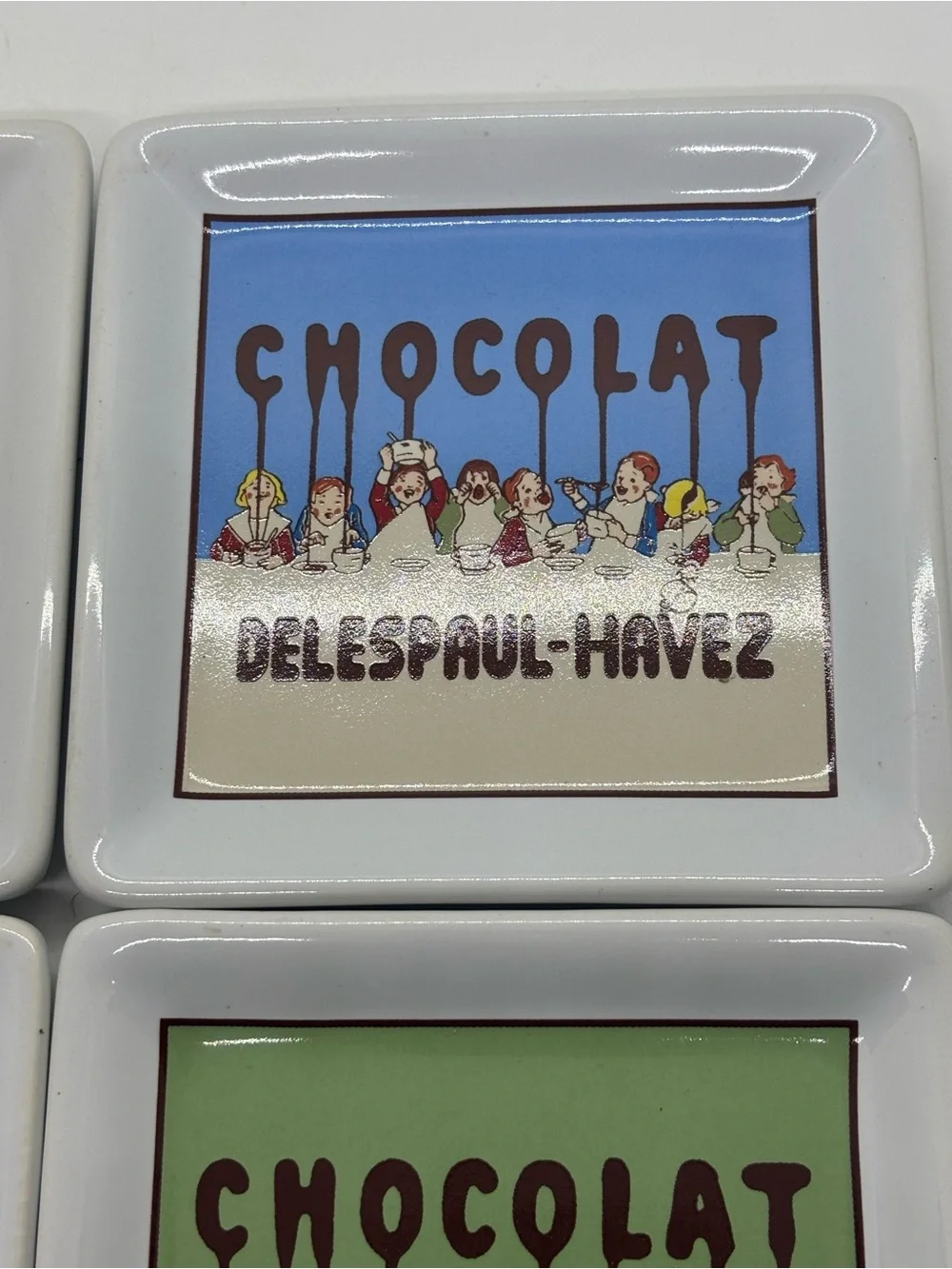 Pottery Barn Chocolate Themed Ceramic Coasters Set of 4